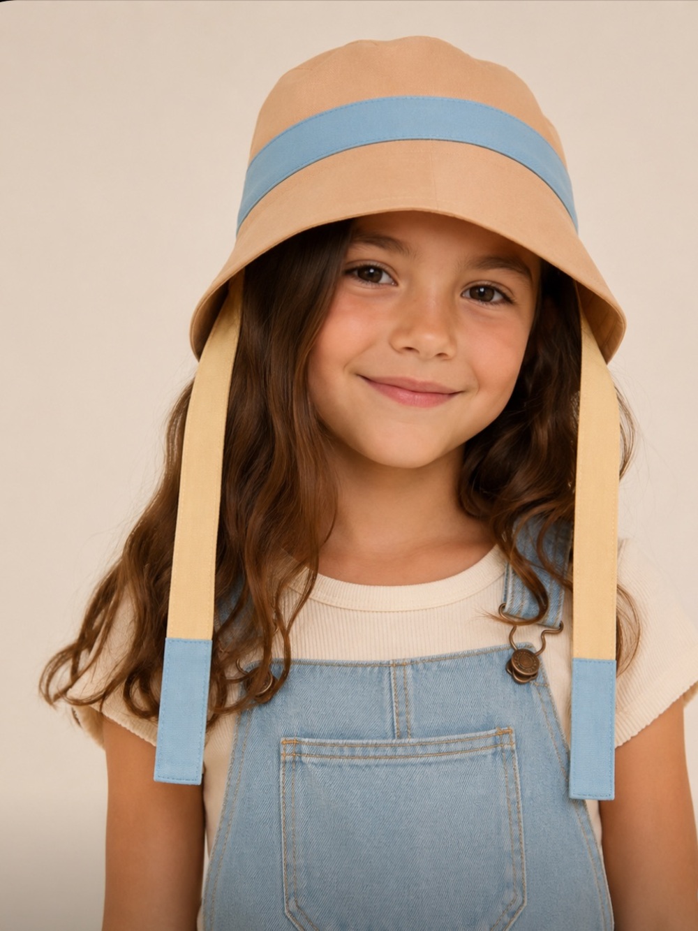 NWT The Sunday Collective Kids Unisex Cotton Bucket Hat with Ties Classic Preppy